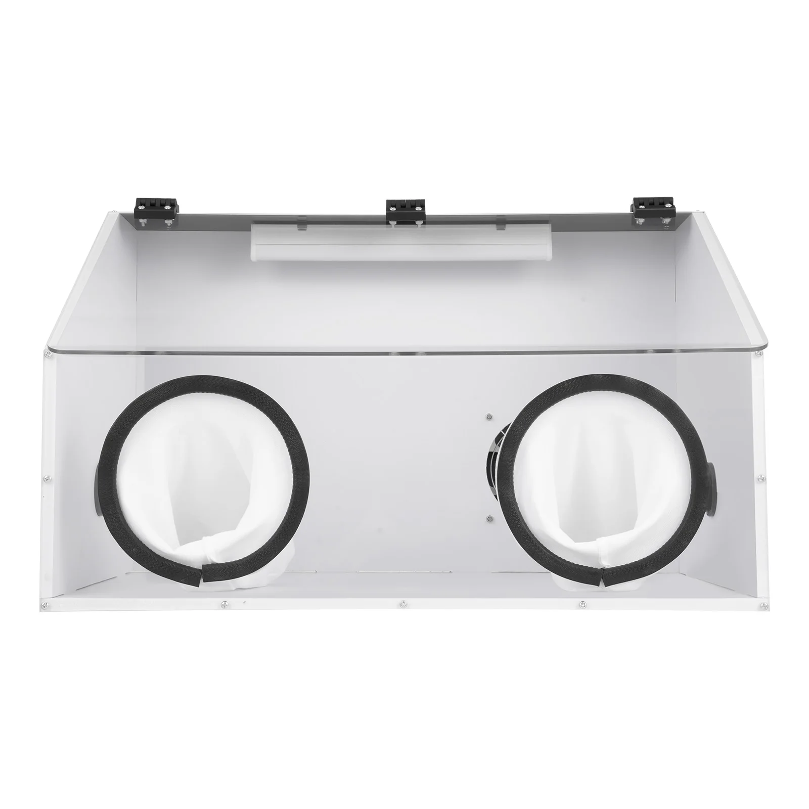 Electric Grinding Polisher Dust Box +Blower 2 Holes Hot Pressing Acrylic Cover Threading Hole for Carving, cutting, Drilling