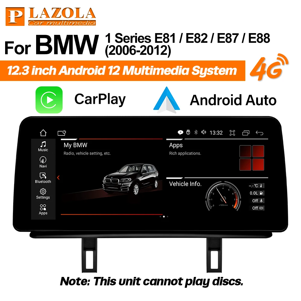 

Android 12 Car Multimedia for BMW 1 Series E81 E82 E87 E88 Wireless CarPlay Android Auto Screen Car Audio Stereo AUX Headunit