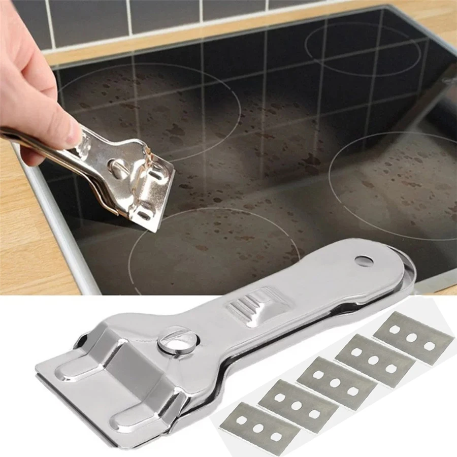 Multifunction Glass Cleaning Tool Ceramic Stove Hob Scraper Cleaner Remover With Blades Kitchen Household Decontamination Shovel