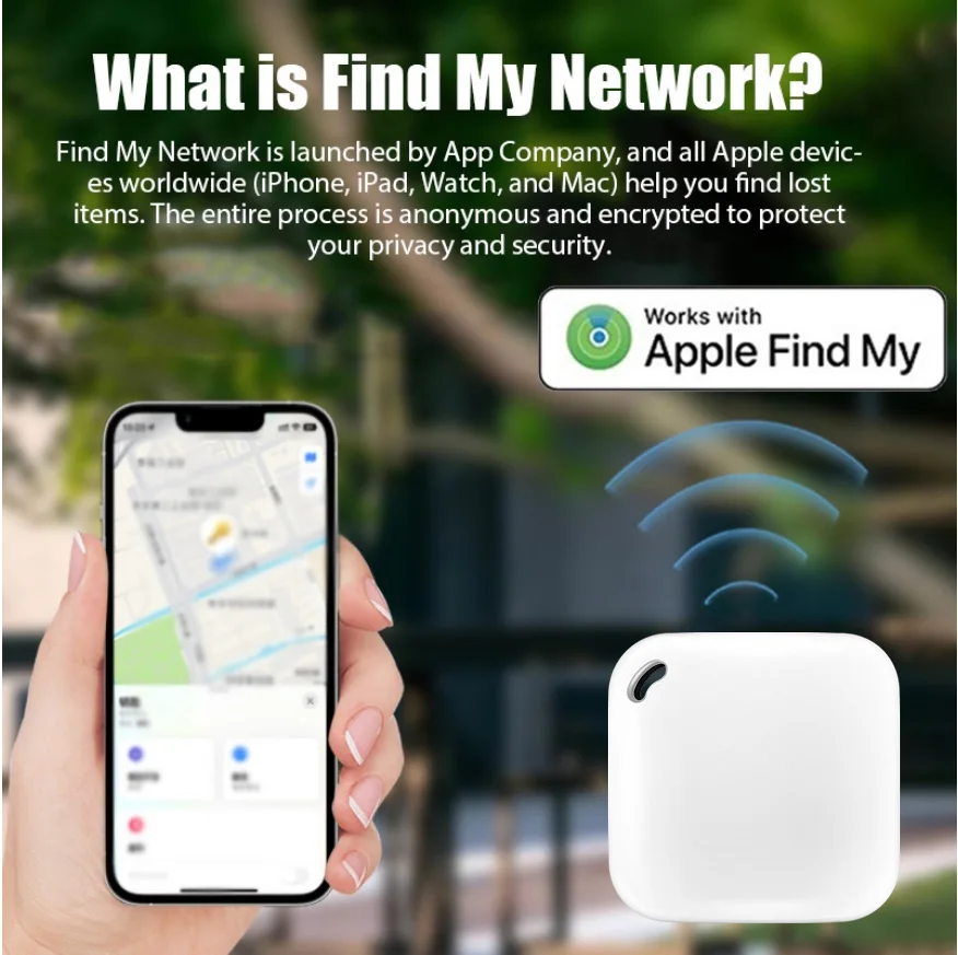 Smart GPS Tracker Works With Apple Find My APP Pet Kids Luggage Key Tracking Glo