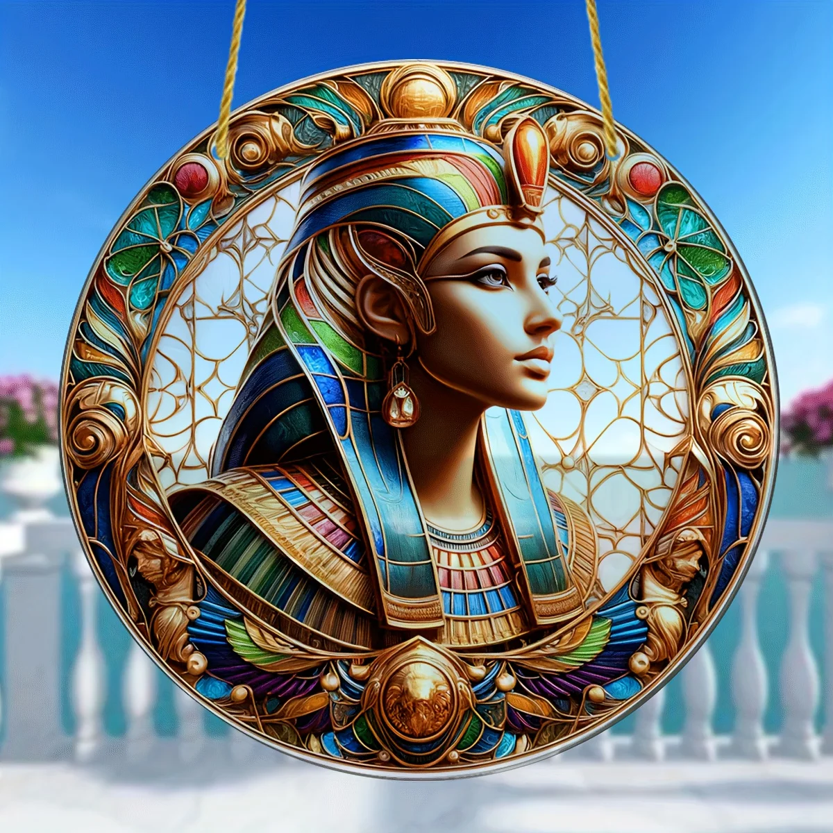 Glam Style Acrylic Decorative Sign&Plaque,Egyptian Goddess Bastet Sun Catcher,Symbolic Religious Theme,Wall Hanging,Home Decor