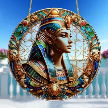 Glam Style Acrylic Decorative Sign&Plaque,Egyptian Goddess Bastet Sun Catcher,Symbolic Religious Theme,Wall Hanging,Home Decor