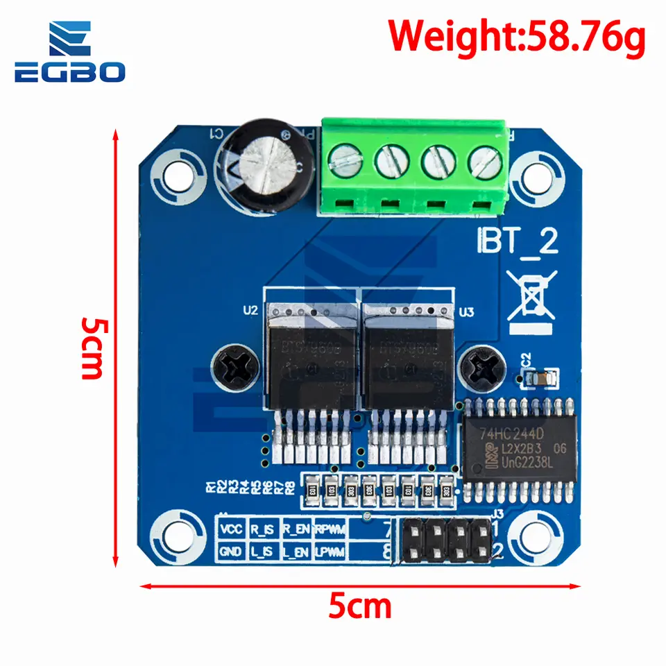 1~2PCS H-Bridge High-Power Motor Driver Module, DIY Smart Car Current Diagnostic for Arduino, Double BTS7960, 43A, EGBO image 6