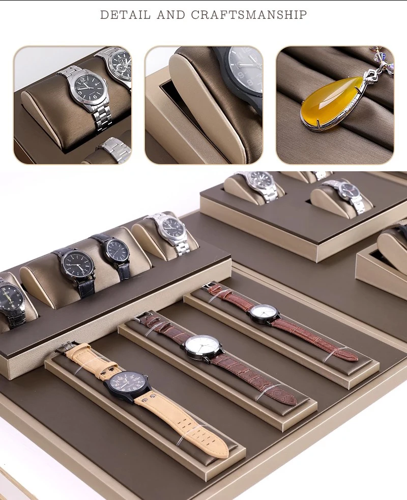 Luxury Brown Leatherette Watch Display Stand Holder – Retail Store Counter and Window O... - SKU LWDS1707 - UGI Packaging