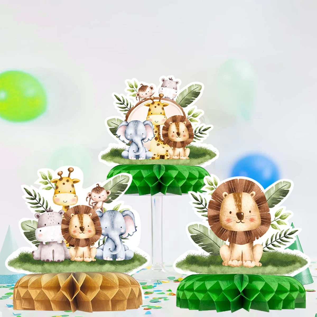 Jungle Animal Party Decorations Paper Honeycomb Happy Birthday Party Supplies Kids Woodland Safari Birthday Baby Shower