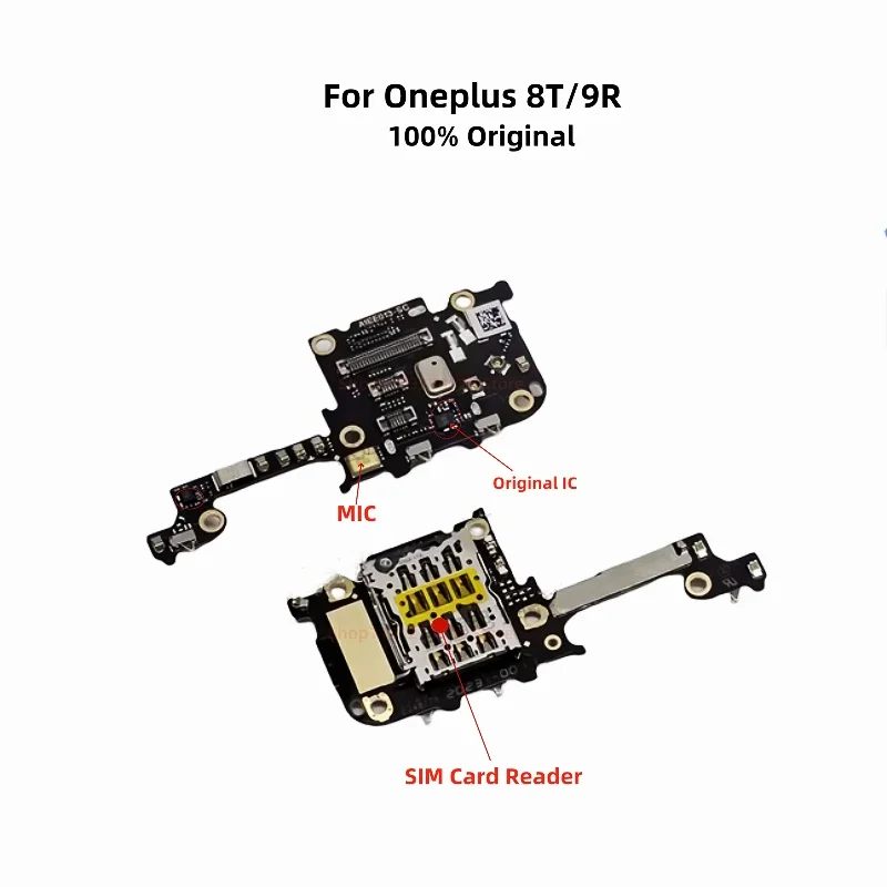 Оригинальный разъем микрофонной платы для Oneplus 8T 9R 1 + 8T Oneplus8T/9R MIC SD/SIM кардридер Держатель гибкий кабель FCB Замена