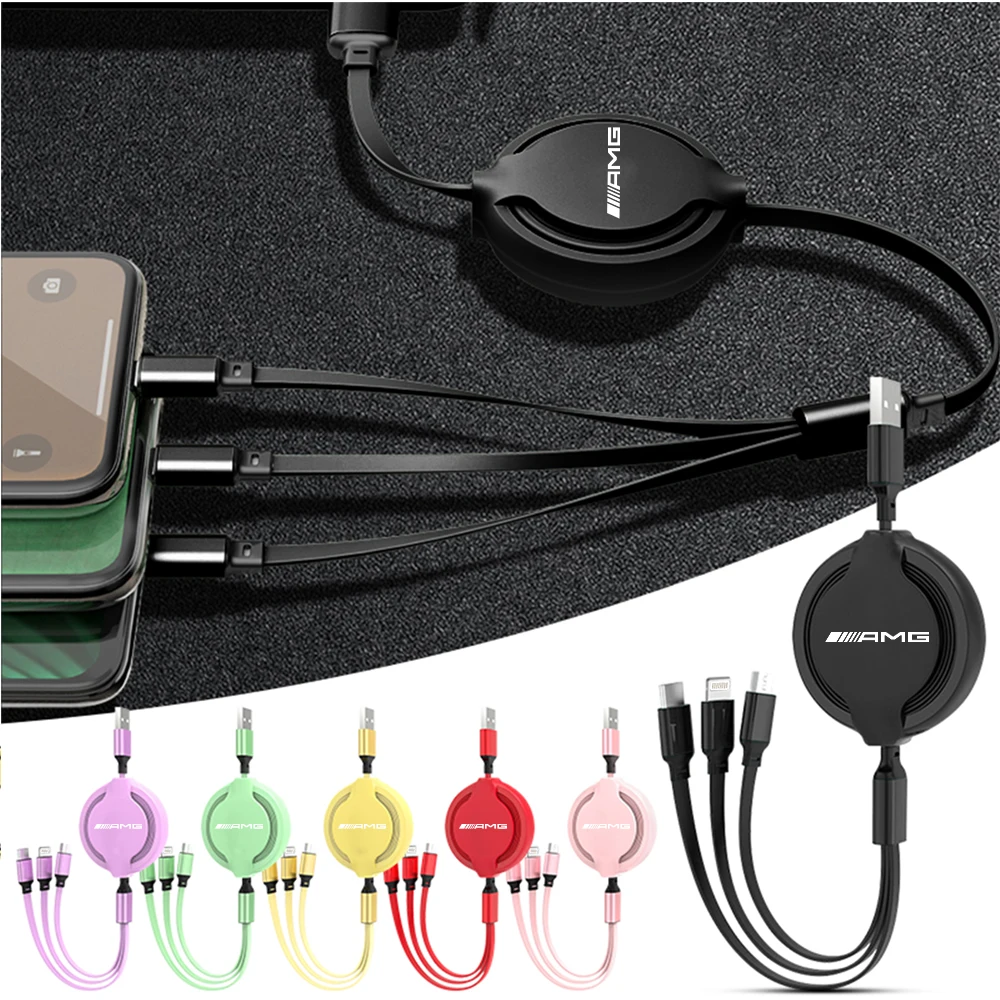 3-In-1 Data Cable Scalable Phone Fast Charging Charger For AMG Logo For Benz W204 W213 W205 W211 W176 Cla Smart 451 W212 W177 1 S1e7499114c354c8da9f7663185fc3c769