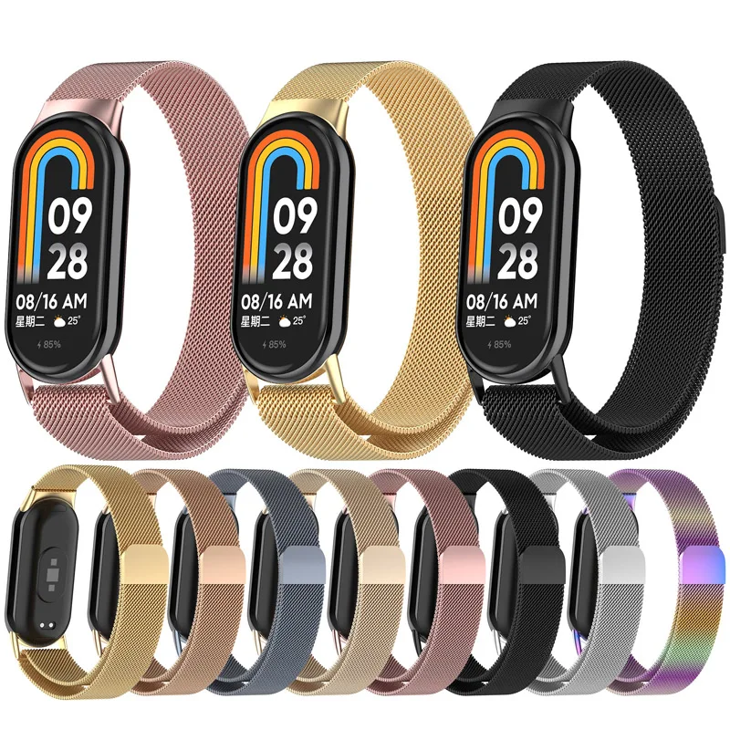 

Milan Magnetic Stainless Steel Metal Wristband For Xiaomi Mi band 8 Smart Watch Bracelet For Mi Band8 Accessories Strap Correa