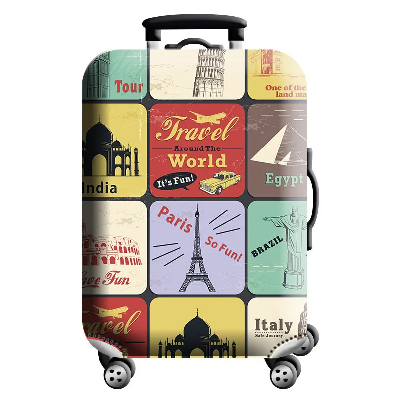 Funda protectora de equipaje con diseño de mapa del mundo, elástica y gruesa, con cremallera, para maletas de 18 a 32 pulgadas, fundas para carrito, accesorios de viaje