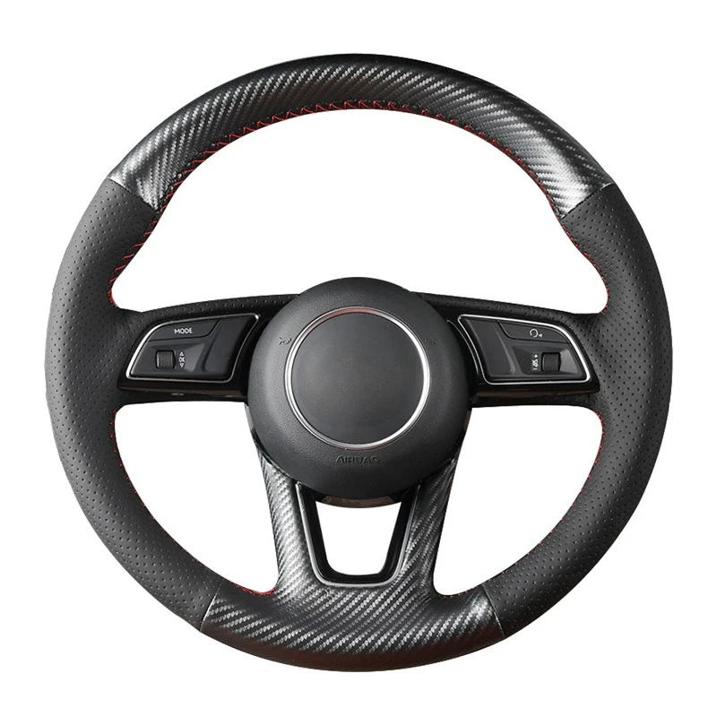 

GNUPME Artificial Leather Hand-stitched Black Car Steering Wheel Cover for Audi A6L Q5 A4L A3 A8L A1 A5 Q3 A7