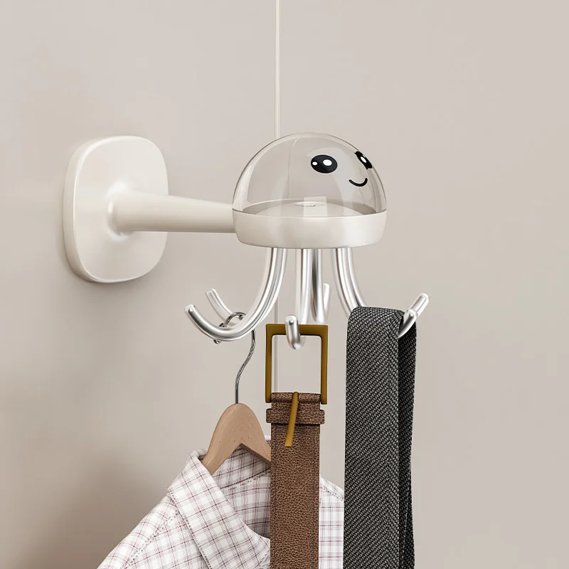 Octopus Swivel Hook,360° Utensil Holder Hanger Hook, 360° Rotating Kitchen Utensil Rack, Drilling Free Adhesive Kitchen/Bathroom