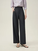 FSLE Grey High Waist Wide Leg Casual Suit Pants for Women’s 2024 Summer New Commuter Black Pants Casual Loose Pants 24FS12108