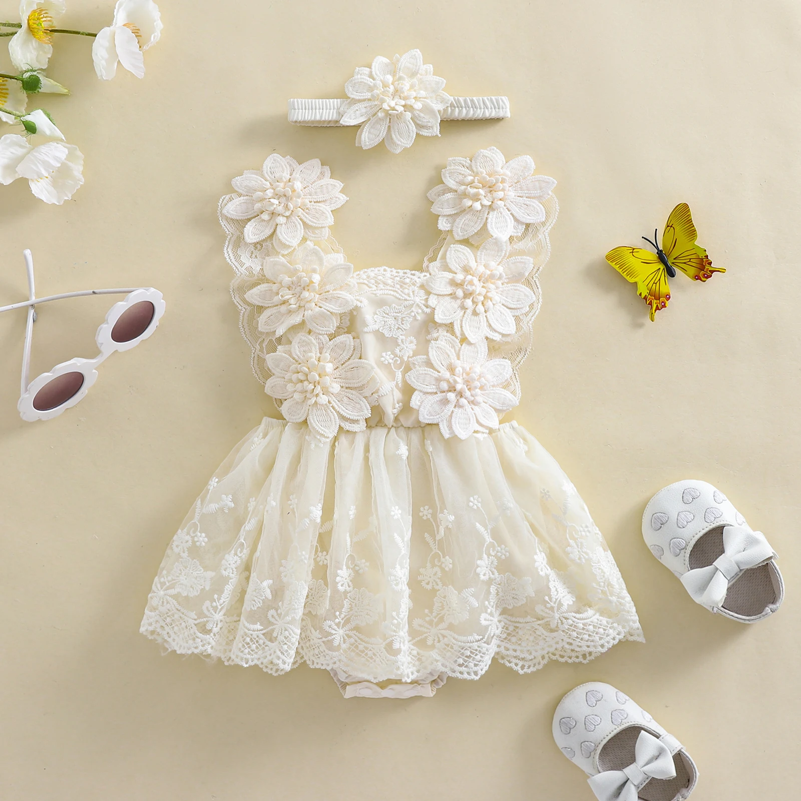 Baby Girl Lace Romper 1
