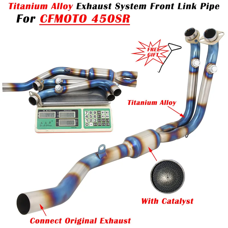 

Slip On For CFMOTO 450SR 450 SR Motorcycle Exhaust Escape System Modified Muffler Titanium Alloy Front Link Pipe With Catalyst