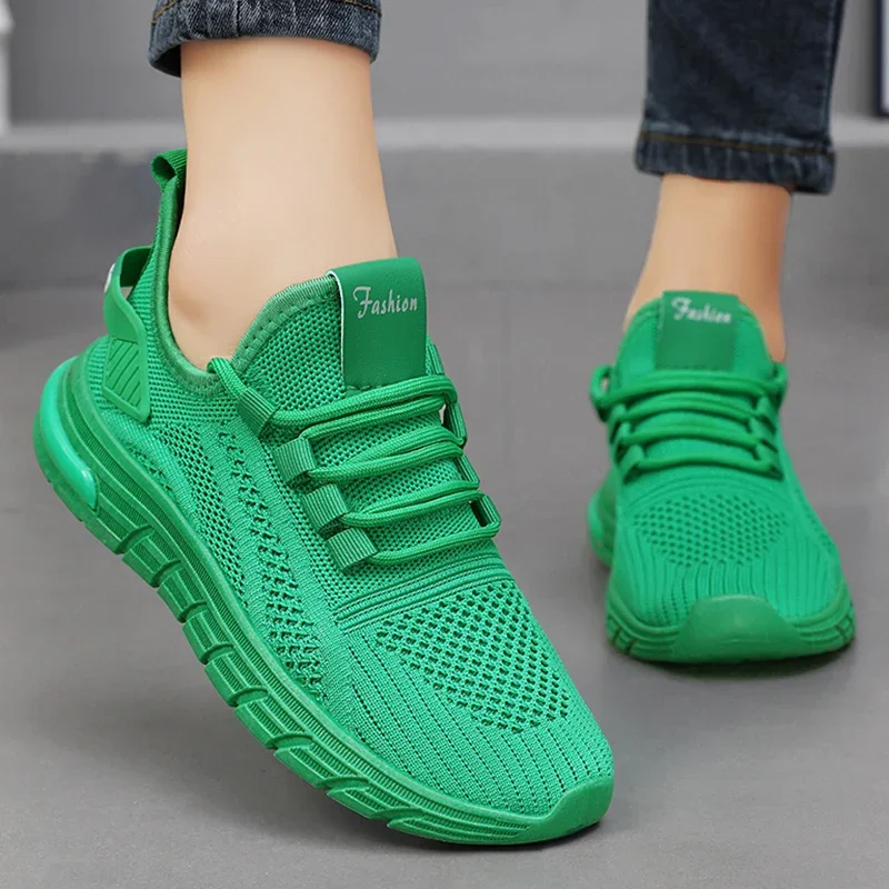 2025 Breathable White Sneakers for Women Soft Sole Lace Up Casual Sports Shoes Woman Comfortable Mesh Walking Shoes Female