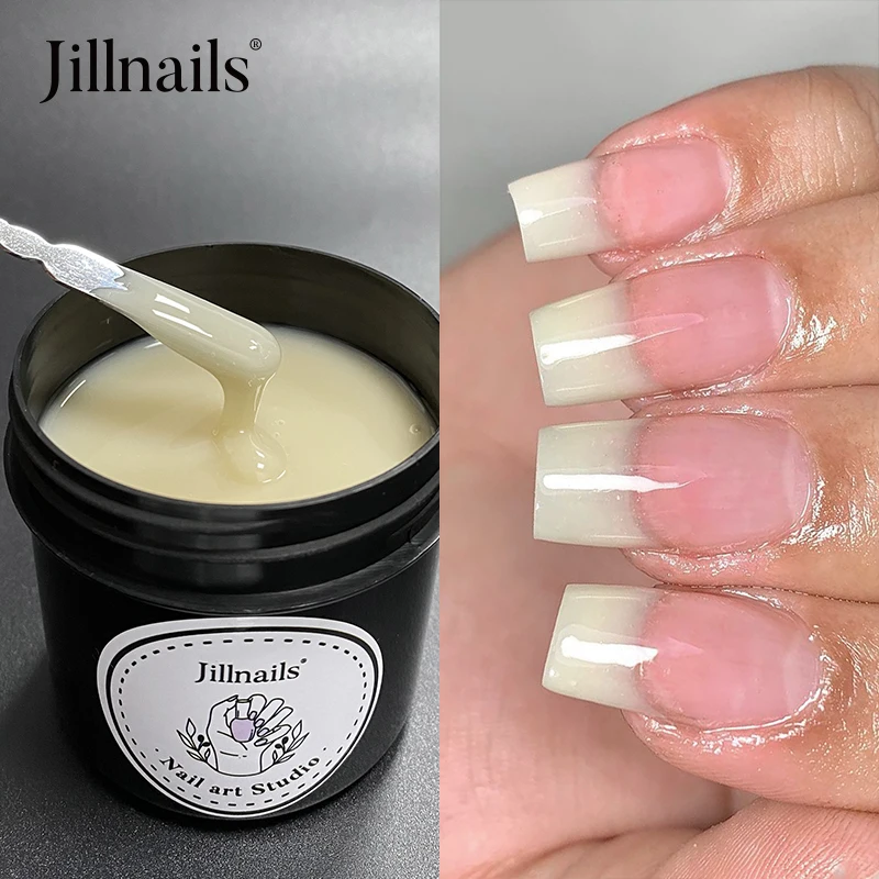 Jillnails Builder Nail Gel for Nails Extension Natural Medium Gel 100ml Self Leveling Gel Milky Pink White Building 2