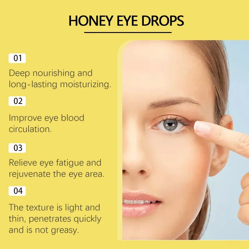 Eye Cream Honey Extract Eye Drops Improve Eyesight Relieve Fatigue Refreshing Mild Moisturizing Careful Eye Care Daily Cleaning Solution