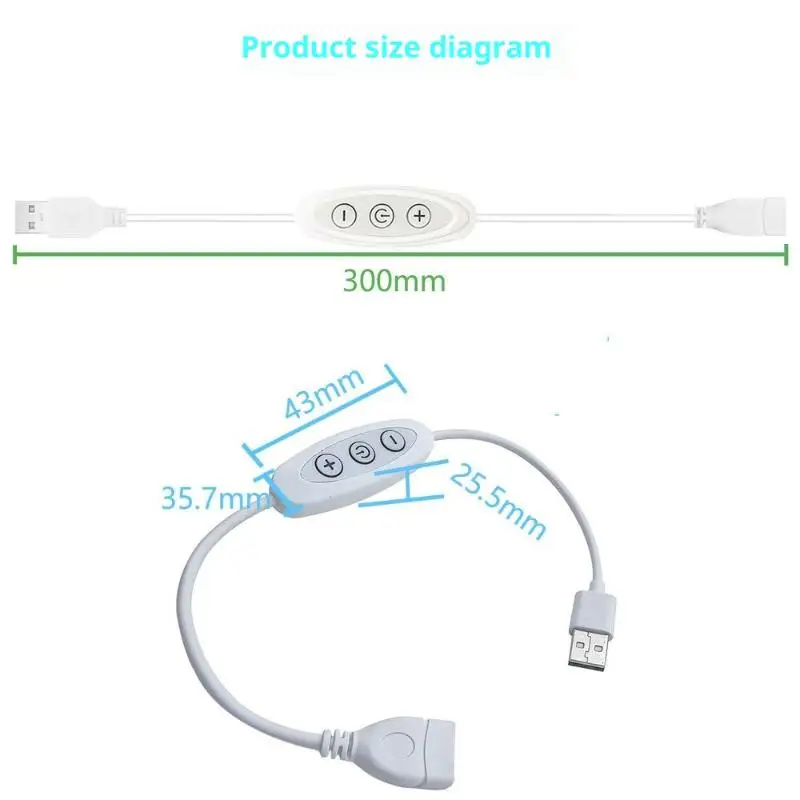 1Pc 5V 2A USB 전원 케이블 10단계 디밍 LED 조명 램프 속도 컨트롤러 3KEY 조광기 스위치-홈클럽