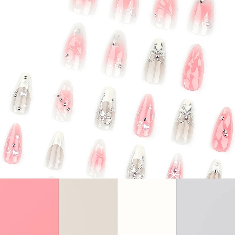 

Rhinestones Fake Almond Press on False Artificial for Womens Drop Shipping