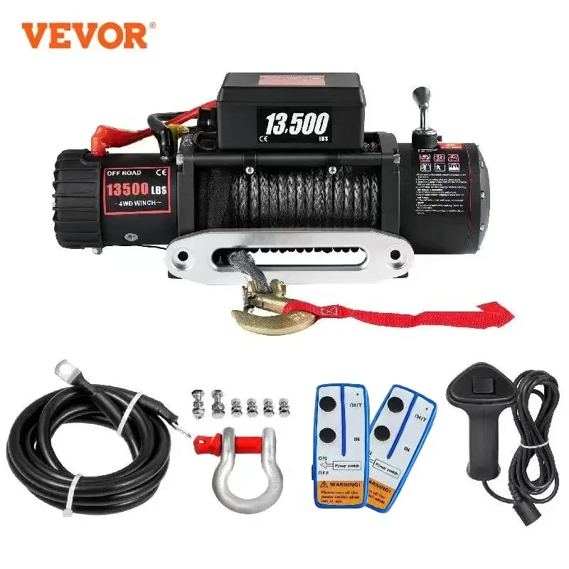VEVOR 13500LBS Elektro-LKW-Winde, 12 V, elektrische Winde, ATV, synthetisches Seil mit Fernbedienung für 4 x 4 Auto-Anhänger, ATV-LKW