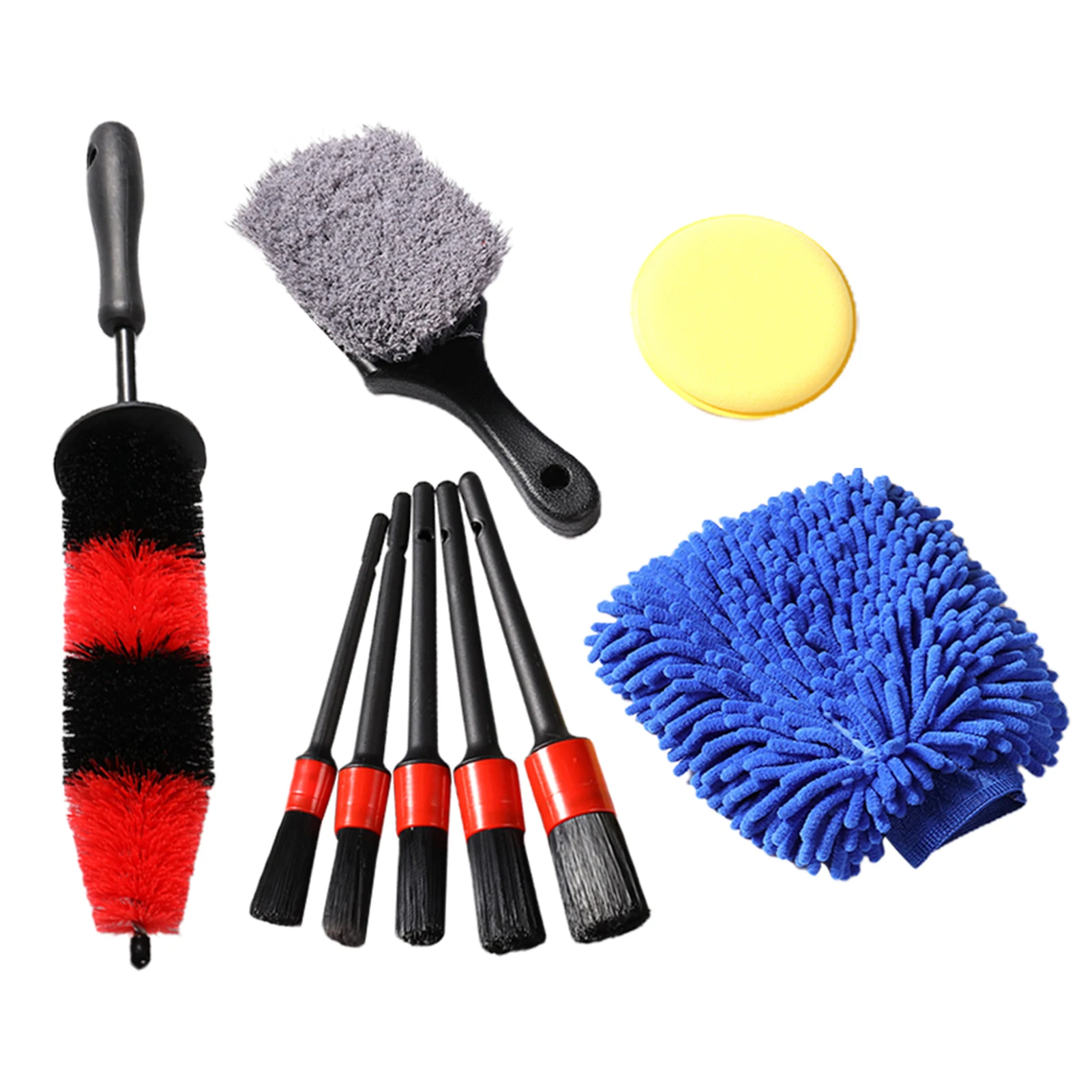 

9pcs Car Detail Brush Set Ergonomic Reusable Multifunction Truck Interior Exterior Practical For Wheel Rim Tire Dust Remove