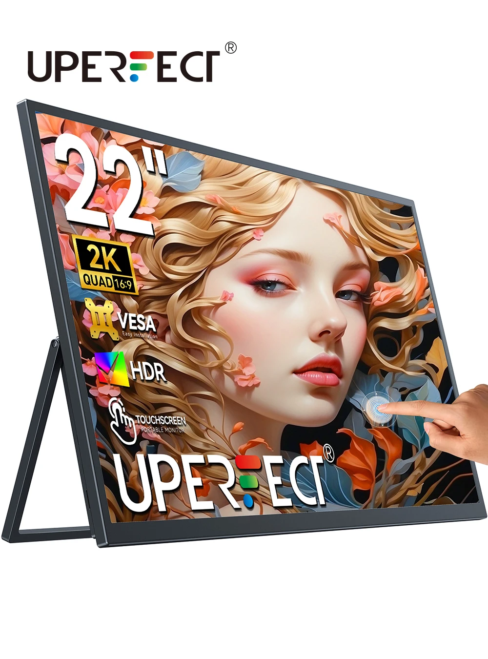 UPERFECT UMax 22 Сенсорний екран 22-дюймовий монітор 1440P Дисплей комп’ютера 100% sRGB HDMI типу C Дорожній екран для ноутбука MacBook Surface Ігрова консоль