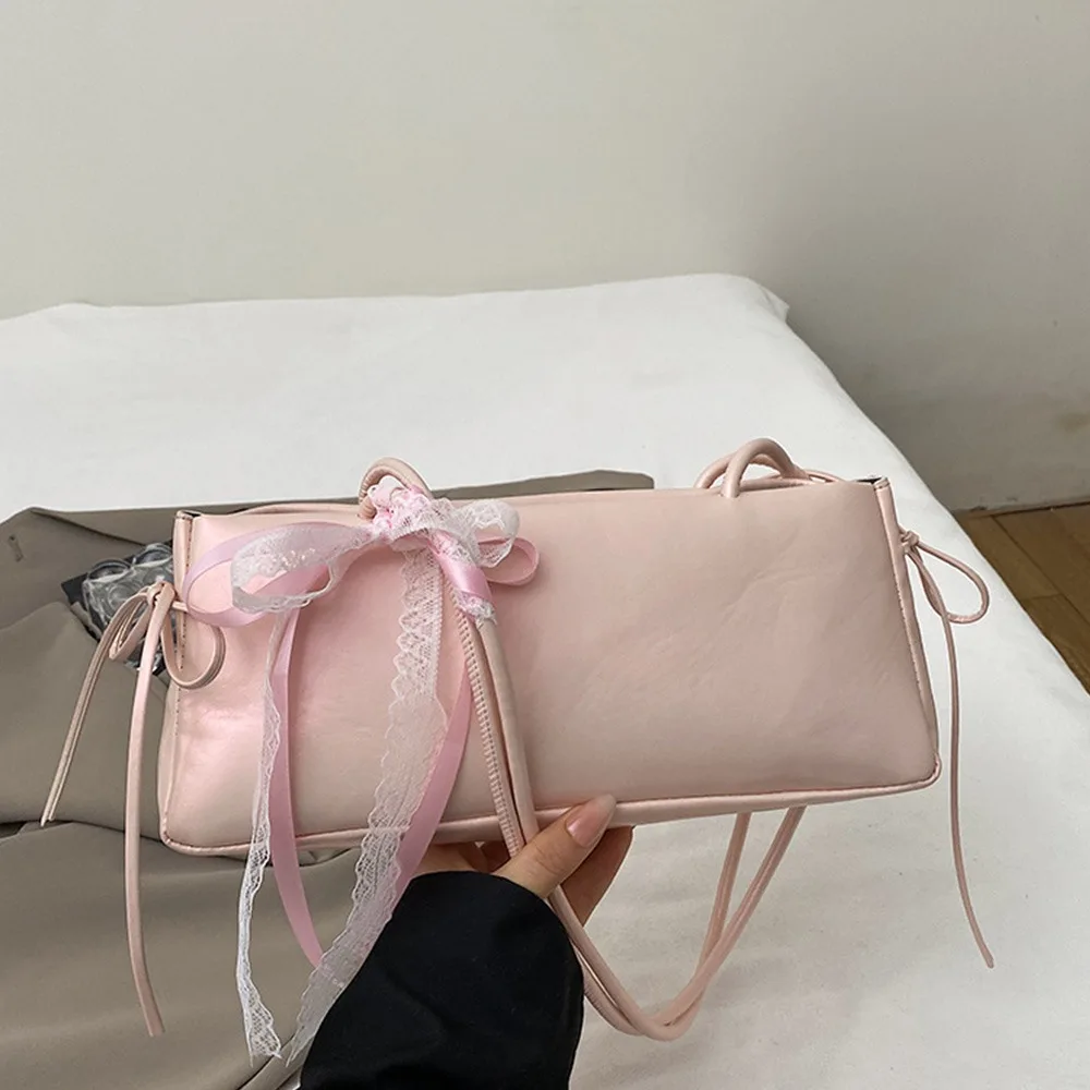 Trend PU Leather Work Shoulder Bag Large Capacity Simple Female Crossbody Bag Solid Color Commuting Bag Women Female