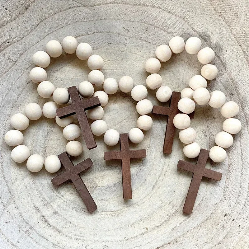 Set van 20 houten kruisen voor bruiloft, doop, vormsel, eerste communie, christelijk evenement cadeauartikelen | Rustiek houten rozenkranskruis - België