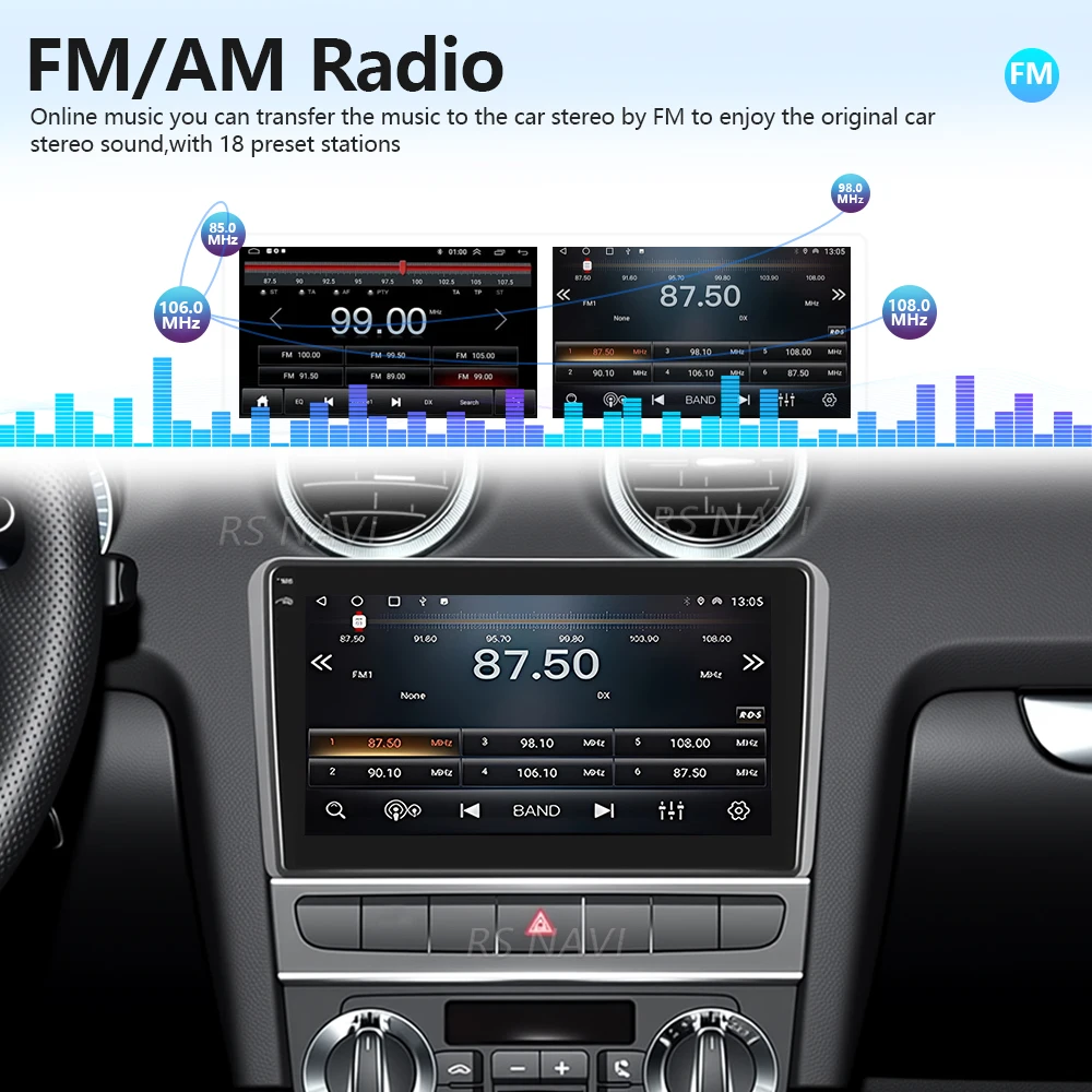 Autoradio multimediale con navigatore GPS Android 16 Carplay Plug and Play per Audi A3 8P 2003-2013, stereo con video. - immagine 6