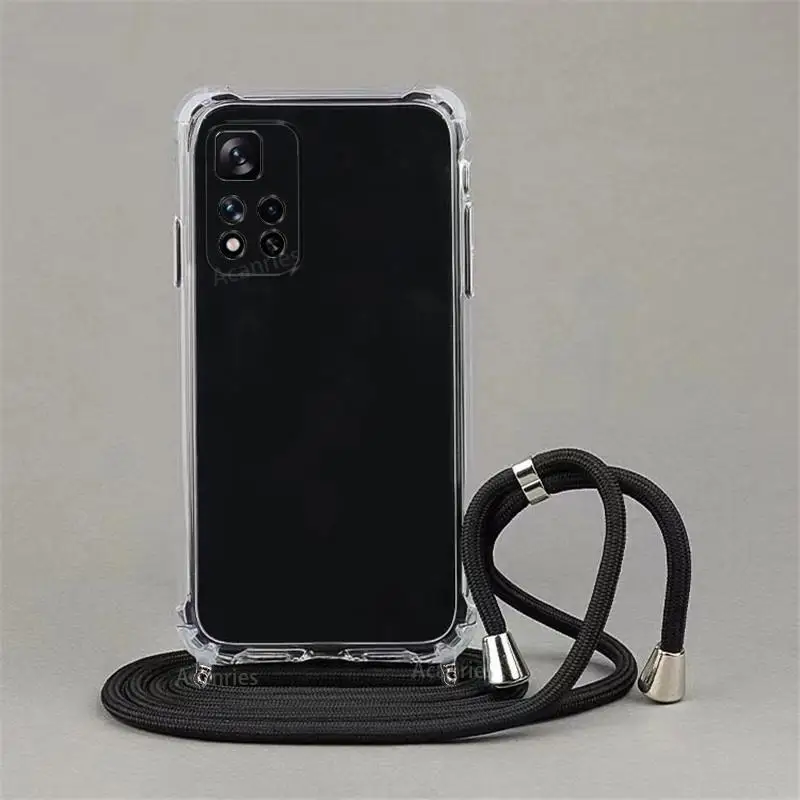 Sleek Transparent Crossbody Necklace Lanyard Phone Case with Back Cover