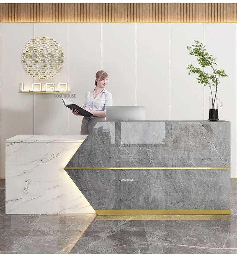 Modern Reception Desk Luxury Company Front Desk Office Furniture Bar Beauty Salon Counter Table Commercial Cashier DesksN