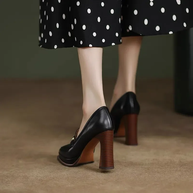 Women High Heels Spring Autumn Pumps Chunky Heels Designer Loafers Platform