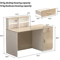 Reception Desk with Counter & Lockable Srotage Drawers, for Salon Reception Room Checkout Office, Natrual Reception Desk 2