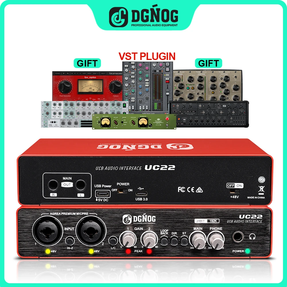 Dgnog Uc22 Usb Audio Interface For Guitarist Recording Professional Computer Sound Card For