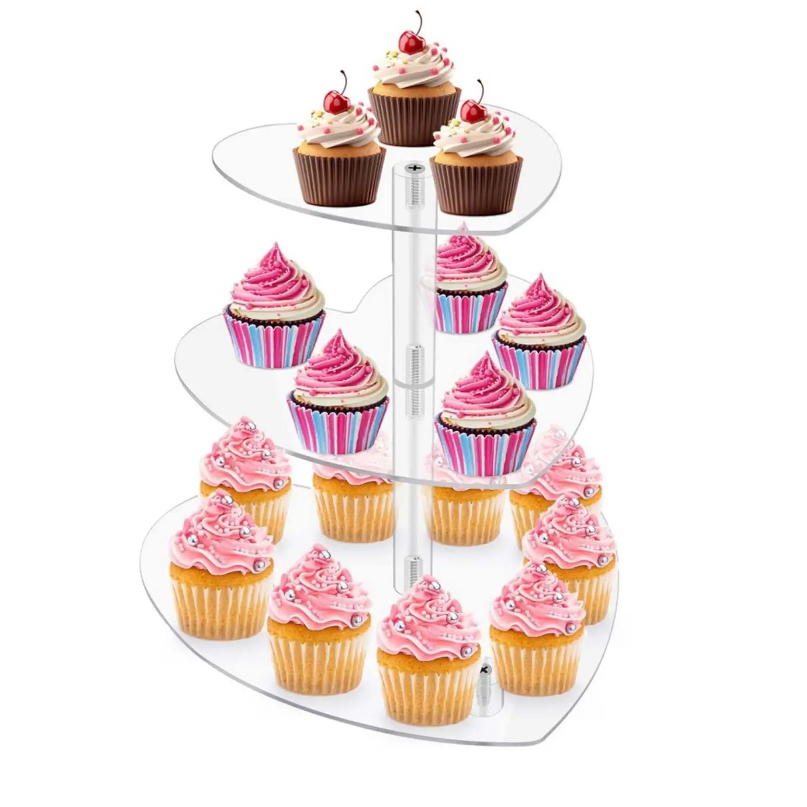 Cake Stand 3 Layer with Rod Feet Serving Tray Cupcake Stand Holder Dessert Candy Dish for Table Countertop Party Wedding Kitchen
