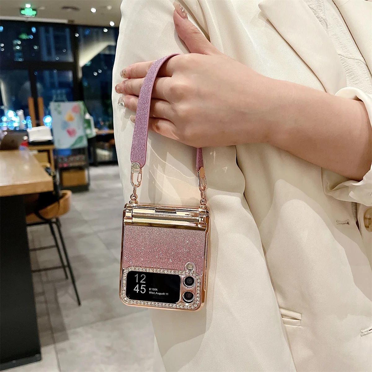 

Чехол-книжка с гальваническим покрытием и блестками для Samsung Galaxy Z Flip 3 4