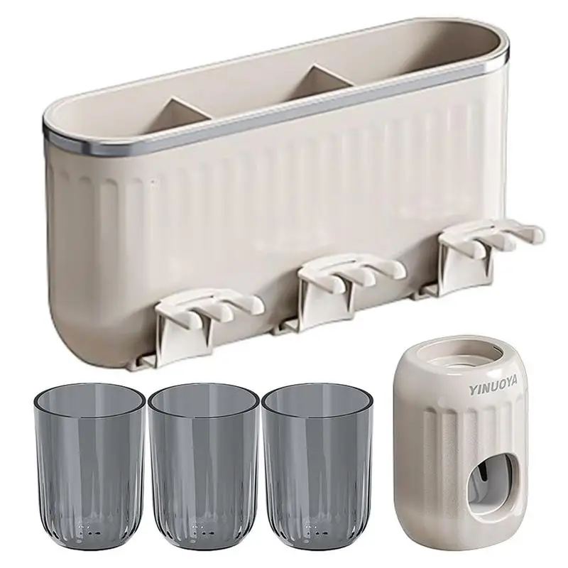 

Toothbrush Rack Wall Mounted Toothbrush Rack Toothpaste Holder Organizer Portable Punch Free Tooth Brushing Hanger Self Adhesive