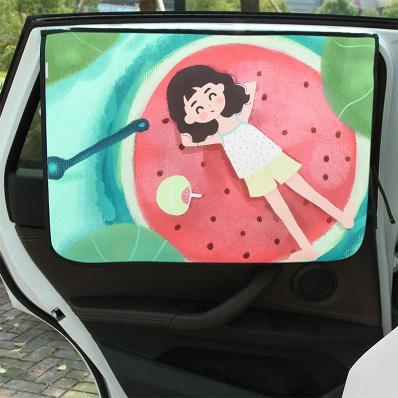 Magnetic Curtain In The Car Window Sunshade Cover Cartoon Universal Side Window Sunshade UV Protection For Kid Baby Children