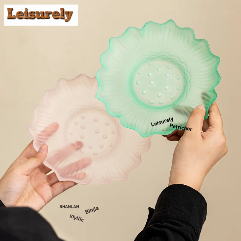 Glass Lotus Pot Bearing Holder Teaware Base Dry Soaking Table Tea Tray Coasters Teaset Accessories Ornaments Fruit Snack Plate