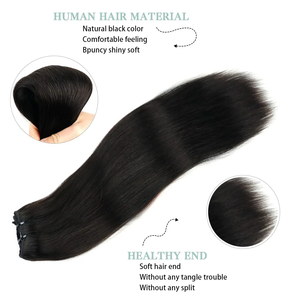Clip In Hair Extension Human Hair Seamless Full Head Brazilian Straight Natural Human Clip In Extensions Women 8Pcs/Set hair extensions