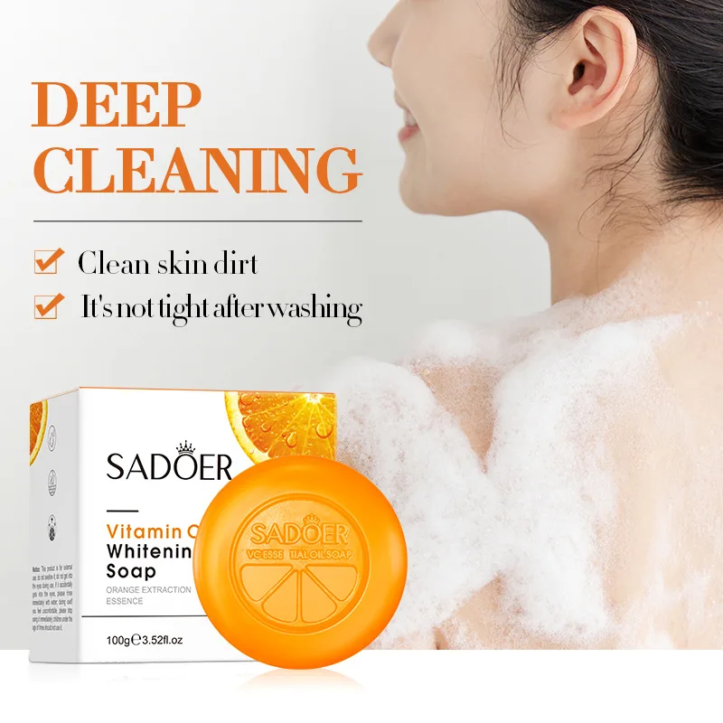 SADOER Vitamin C Soap Face Wash Foam Facial Cleanser Body Care Moisturizing Brightening Handmade Facial Soap Face Skin Care 3