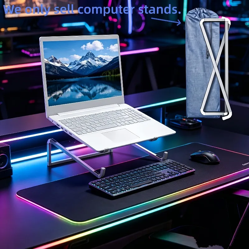 Foldable Ventilated Laptop Riser Stand - Silver, Portable Desk Holder