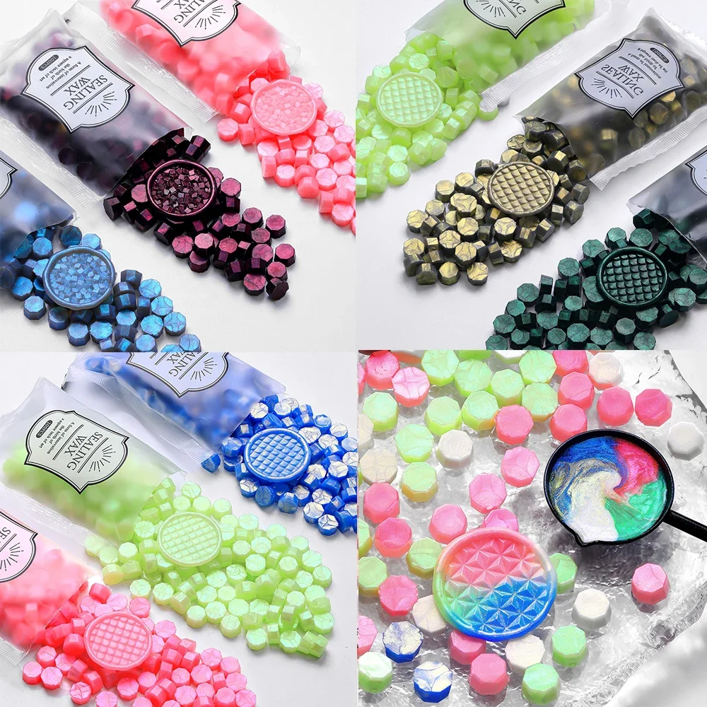 Aurora Borealis Octagonal Colours Fiery Paint Wax Grain Glitter Polariser Fiery Paint Stamp Sealer Wax 100pcs