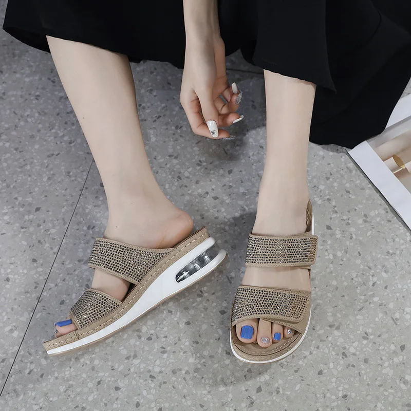 Sandales en cuir pour femmes, chaussures d'été décontractées à l'offre elles compensées, style bohème, style romain, 2024