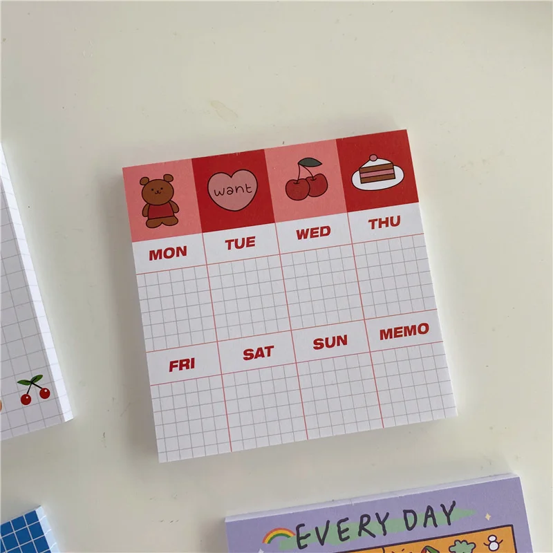 50 Sheets Korea Paper Joy Bear Planner Sticky Notes Kawaii Stationery Cute Memo Pad Notepad Office Leave Message Office Supplies
