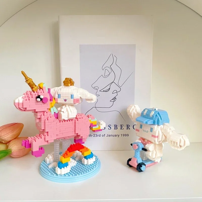 Sanrio Building Block Unicorn Hot Air Balloon Moon Cinnamoroll Model Kawaii Assembled Children's Toy Christmas Birthday Gift 2