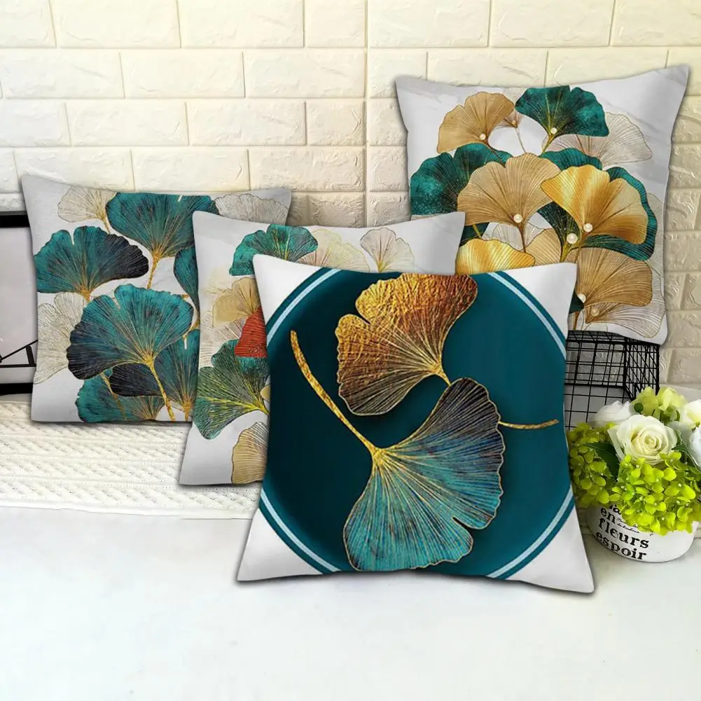 

Cushion Slipcover 4 Styles Cushion Cover Anti-shrink Practical Ginkgo Leaf Pattern Cushion Throw Cover for Car