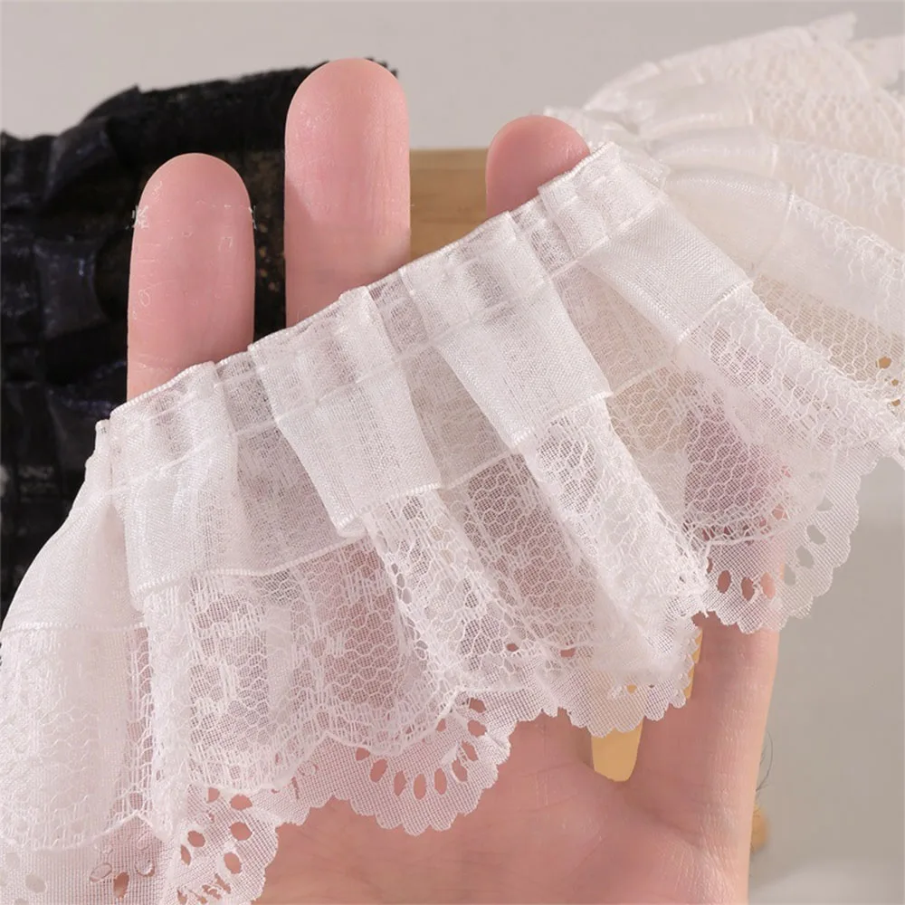 Elegant Three-Layer Ruffle Lace Trim for Fashion and Home Decor