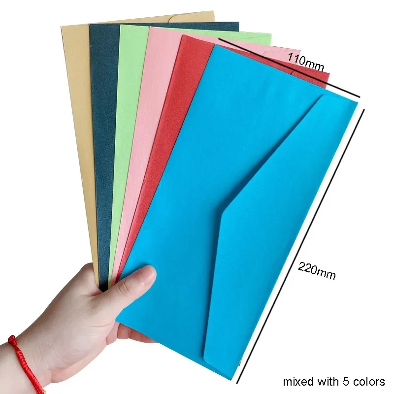 220x110mm Send New Year greetings friends based color envelope Stationery gift 10pcs