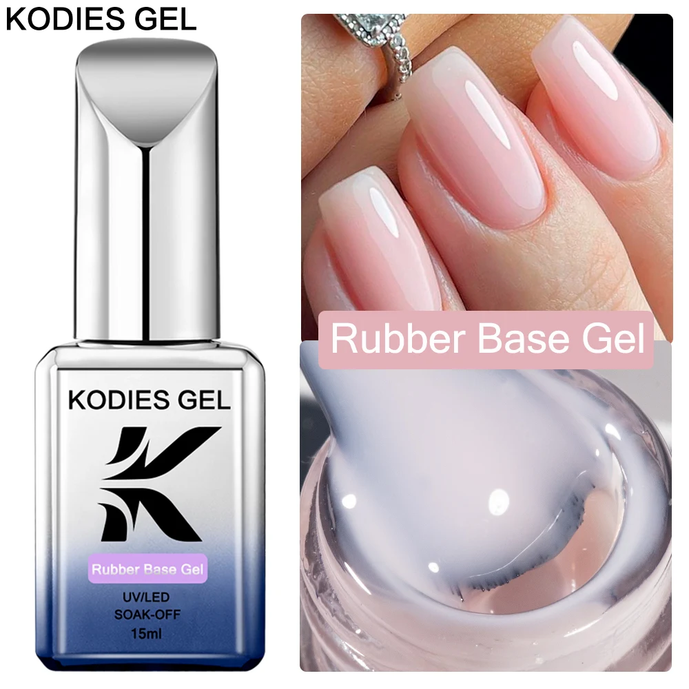 

KODIES GEL Natural Nude Rubber Base Gel Nail Polish 15ML Semi Permanent UV Soak Off White Pastel Soft Color Manicure Gel Varnish